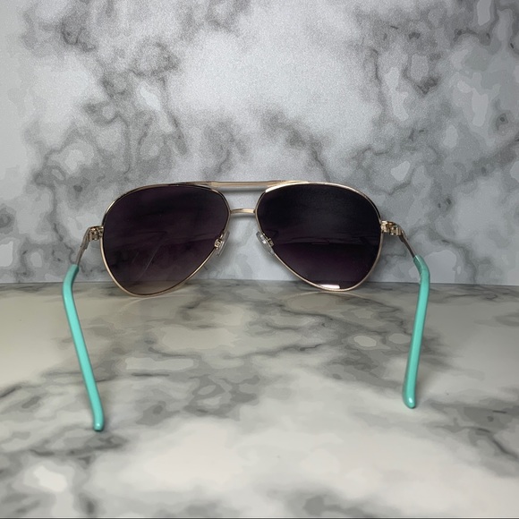 🕶 Teal Enamel & Gold Aviator Sunglasses 🕶 - Picture 5 of 9